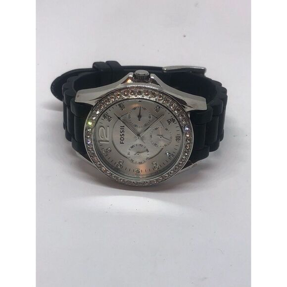 Fossil ES3202 Women's Black Strap Analog Rose Gold Dial Quartz Wrist Watch CM261 - Picture 5 of 9